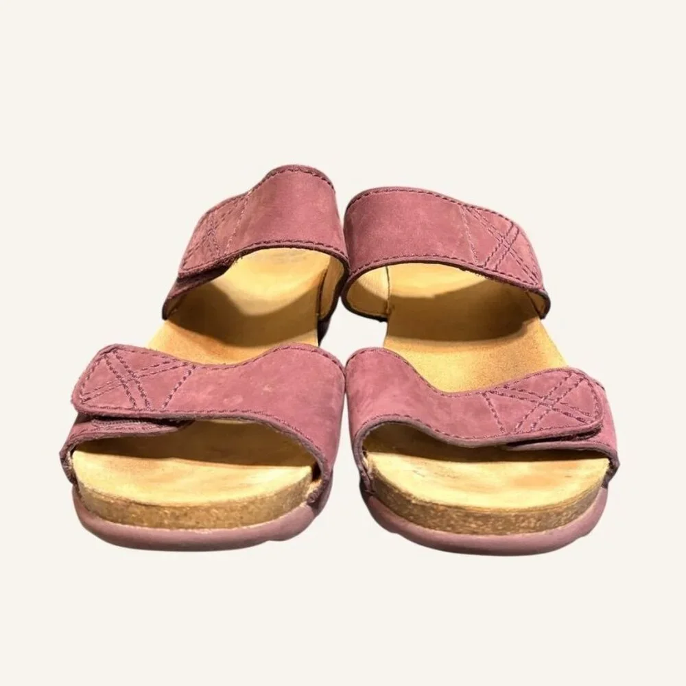 Dansko Maddy Wedge Slide Sandal 40 10 Plum Nubuck Leather Cork Platform - Picture 9 of 12